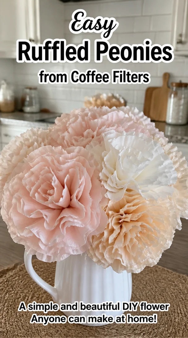 Easy Ruffled Peonies from Coffee Filters