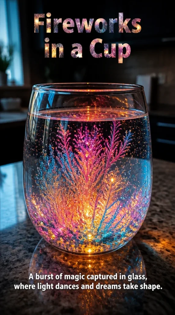 Colorful fireworks in a cup representing festive treats.