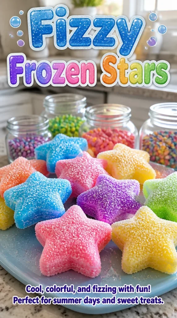 Colorful Fizzy Frozen Stars dessert with vibrant fizzing effect