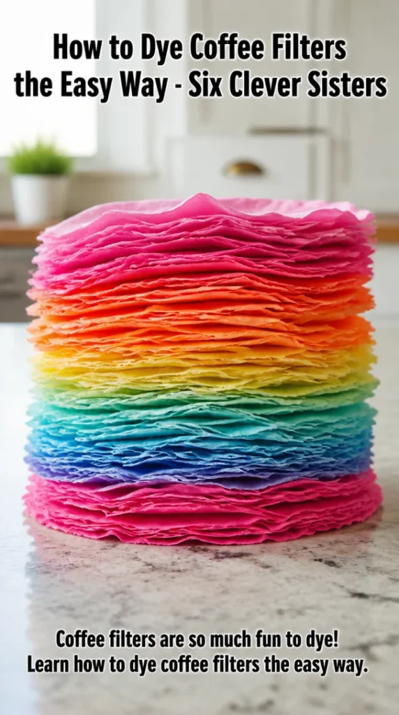 Dye coffee filters in vibrant colors for crafts and decorations.