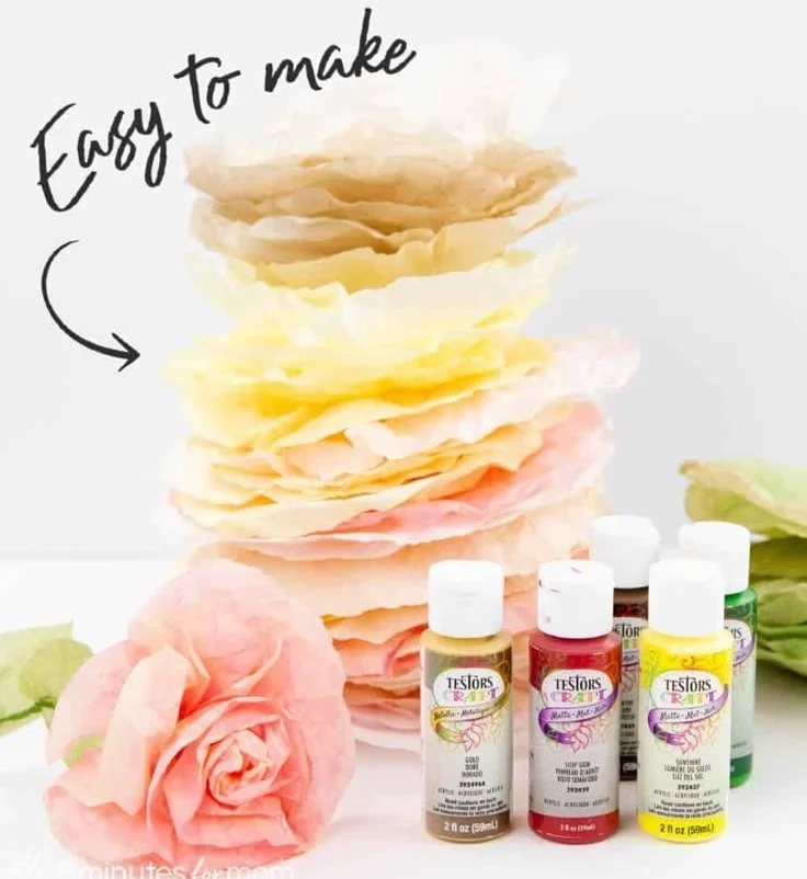 How to Make Coffee Filter Flowers with Acrylic Paint - 5 Minutes for Mom