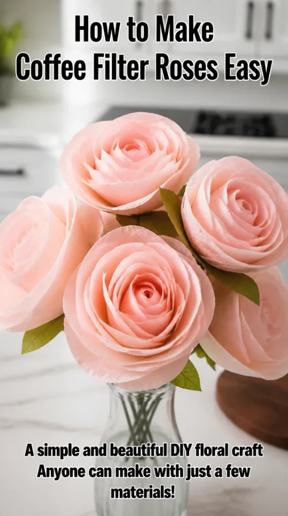 Beautiful coffee filter roses made easily with a simple DIY method.