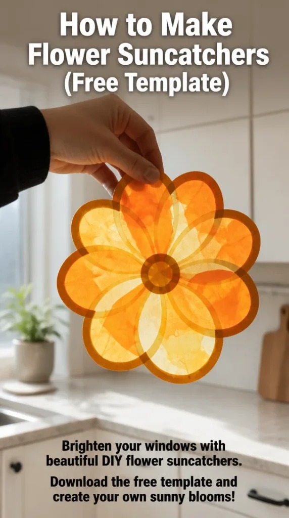 DIY flower suncatchers with a free template for vibrant home decor