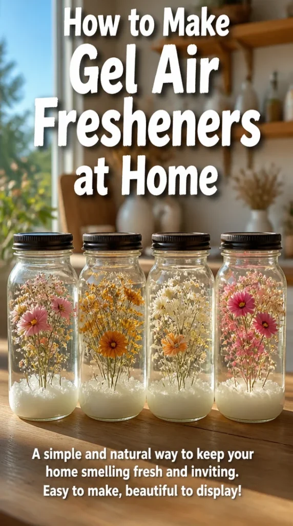 Homemade gel air fresheners in various colors and containers