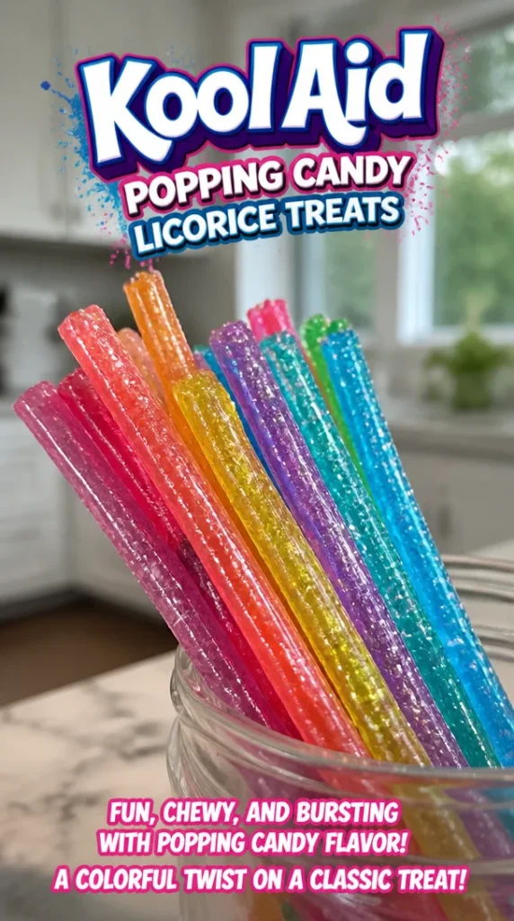 Kool Aid Popping Candy Licorice Treats offering a colorful and popping snack experience.