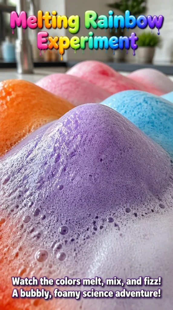 Child conducting the Melting Rainbow Experiment with colorful liquids and materials
