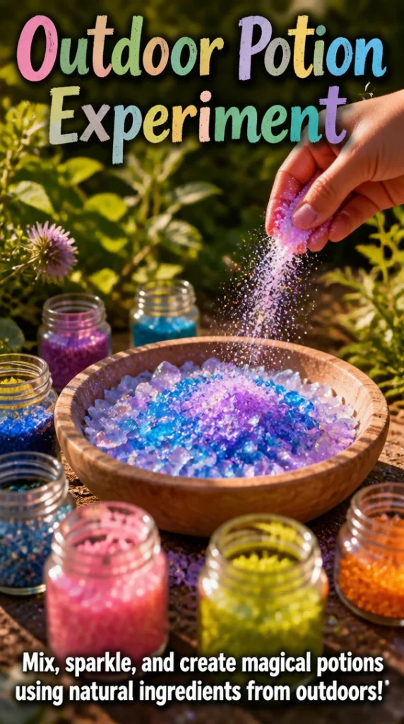 Participants engaging in an Outdoor Potion Experiment in nature.