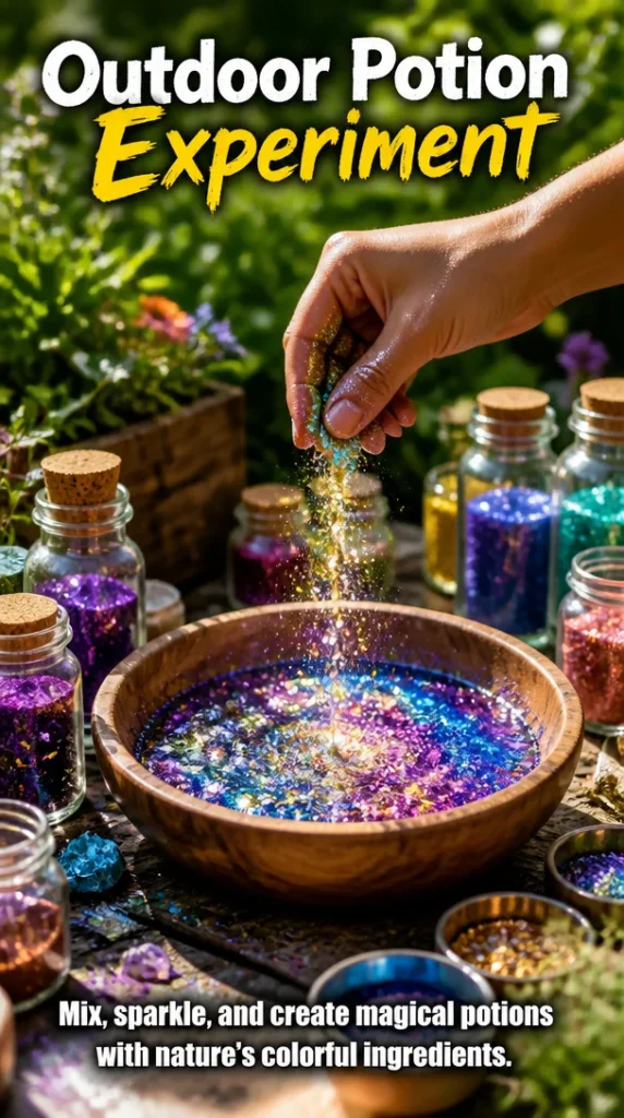 Outdoor Potion Experiment with natural ingredients and fun activities