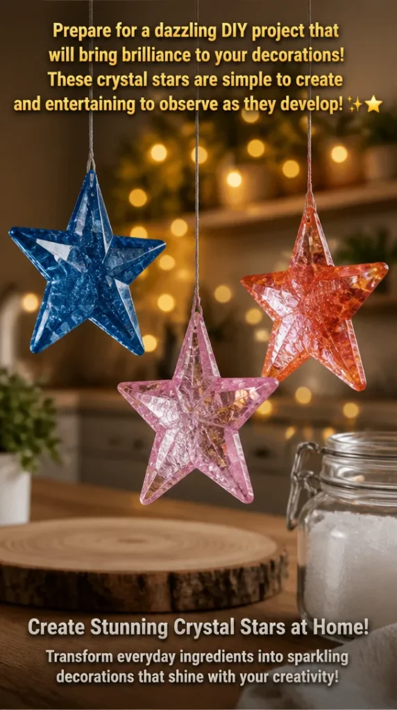 Dazzling DIY project featuring sparkling crystal stars for decoration.
