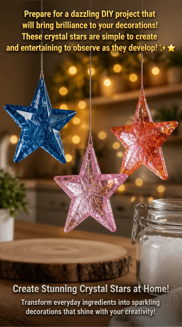 Dazzling DIY project featuring sparkling crystal stars for decoration.