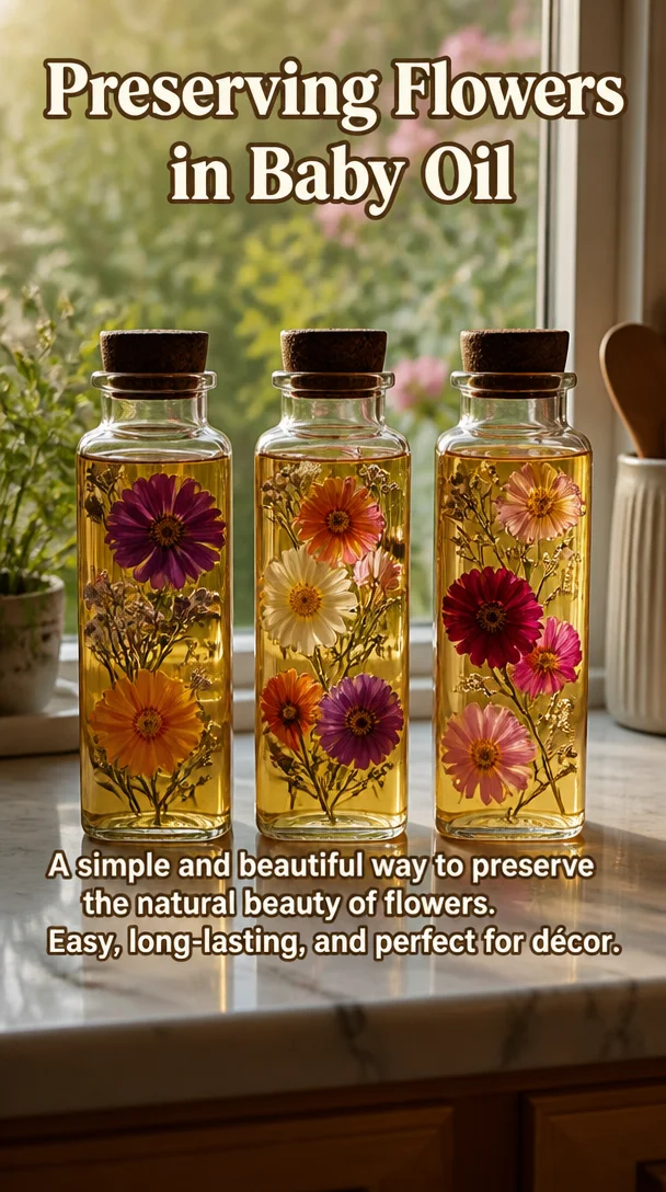 Preserving Flowers in Baby Oil