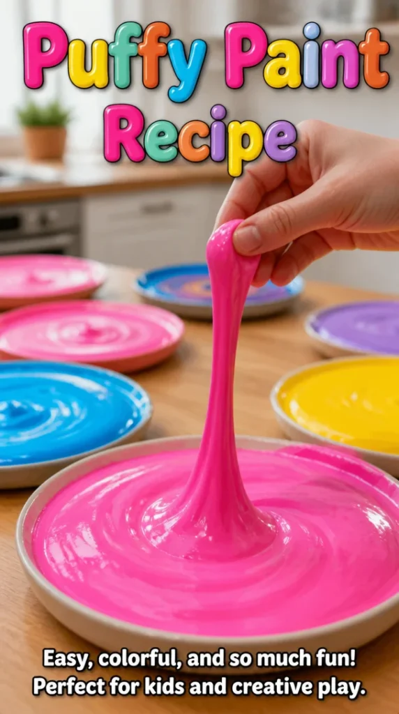 Homemade puffy paint recipe for creative crafts and art projects.