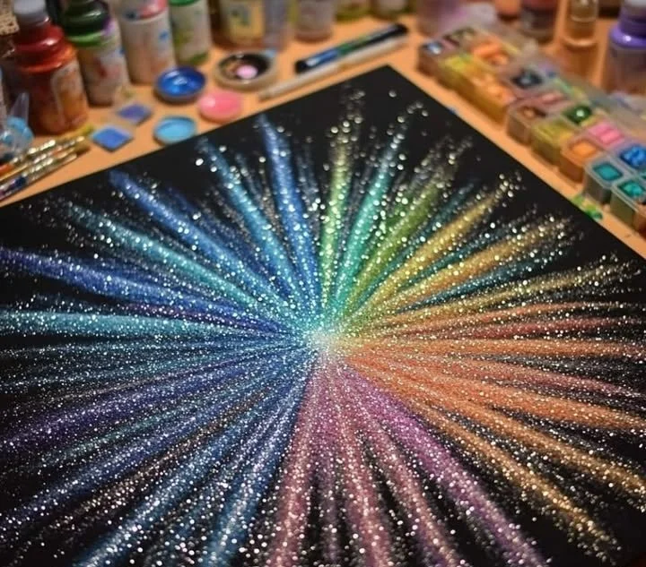 Salt & Glue Fireworks Painting