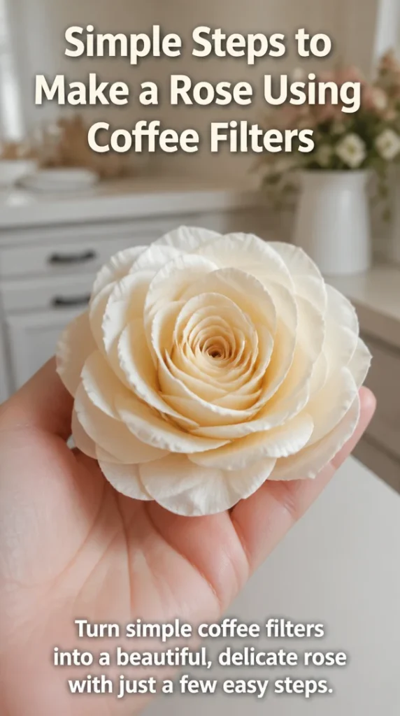 Beautiful handcrafted rose made from coffee filters
