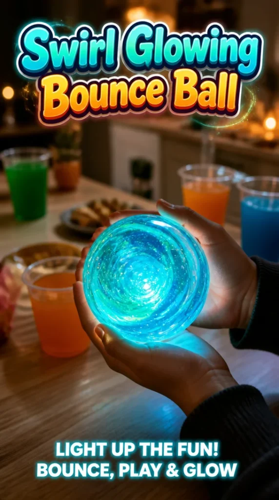 Swirl Glowing Bounce Ball in vibrant colors, perfect for playful evenings.