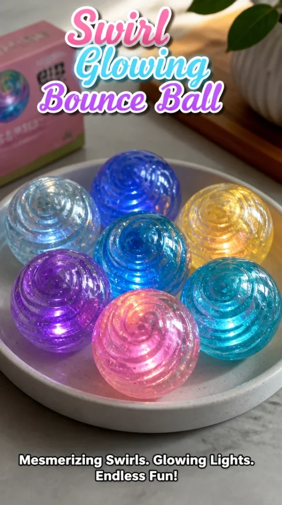 Swirl Glowing Bounce Ball glowing and bouncing in the air