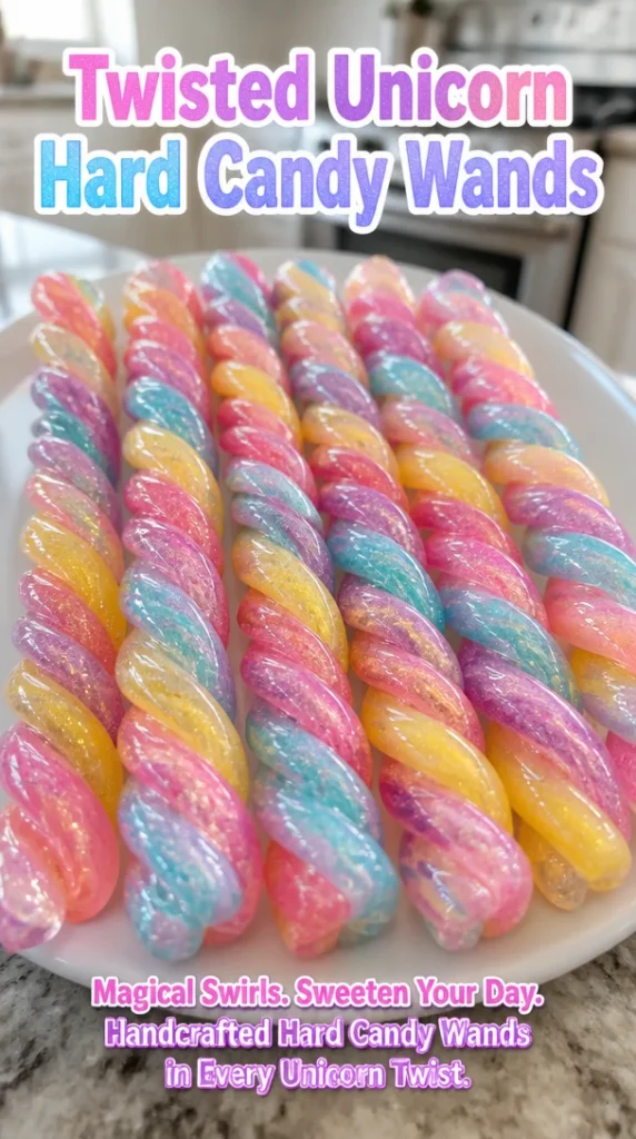 Twisted Unicorn Hard Candy Wands in vibrant colors.