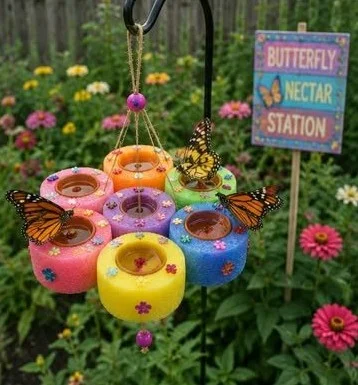 1$ Pool Noodle Butterfly Nectar Station