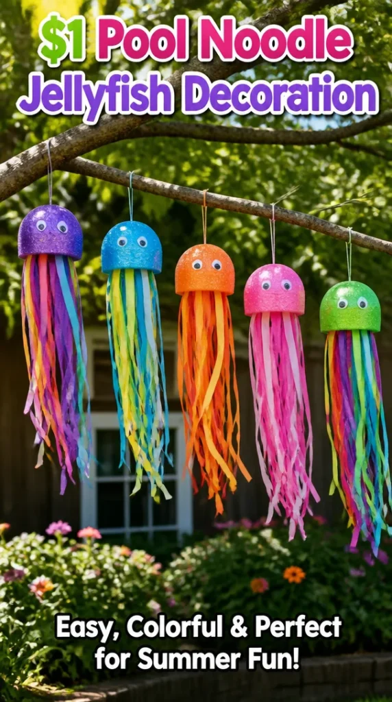 DIY pool noodle jellyfish decoration for party decor
