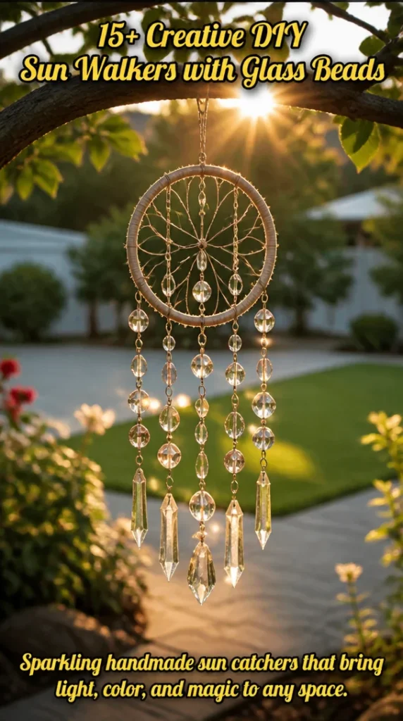 Colorful DIY Sun Walkers made with glass beads for garden decoration