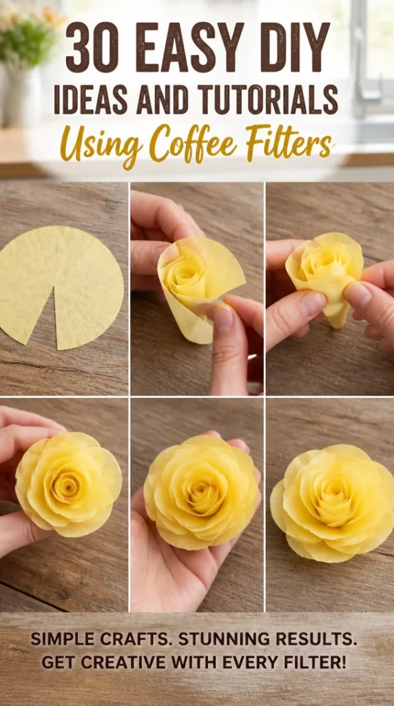 Creative DIY projects using coffee filters for home decor and crafts.