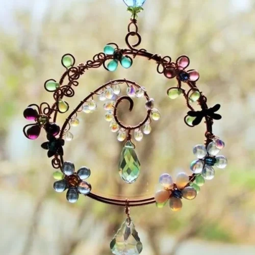 Colorful homemade sun catchers designed to enhance natural light in a room.