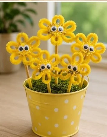 Beaded Pipe Cleaner Flower Stakes