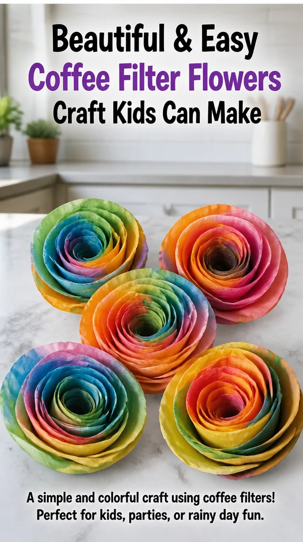 Beautiful & Easy Coffee Filter Flowers Craft Kids Can Make