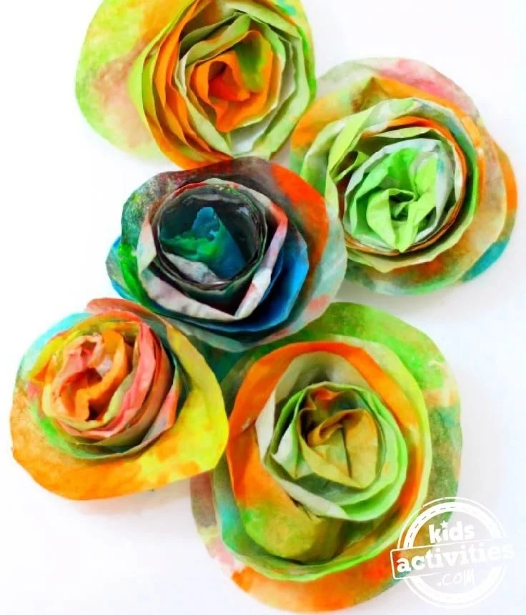 Beautiful & Easy Coffee Filter Flowers Craft Kids Can Make
