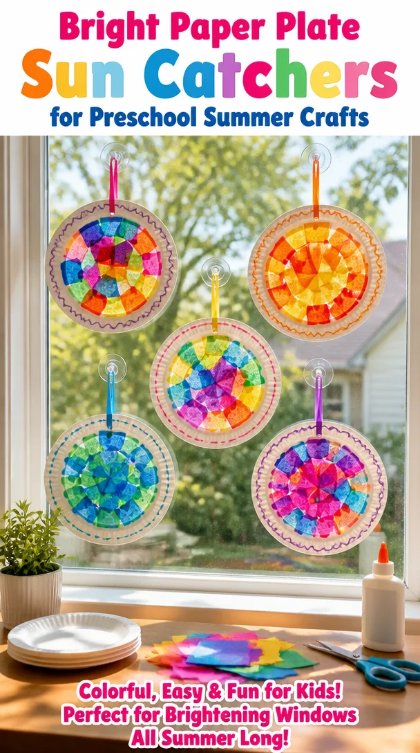 Bright Paper Plate Sun Catchers for Preschool Summer Crafts