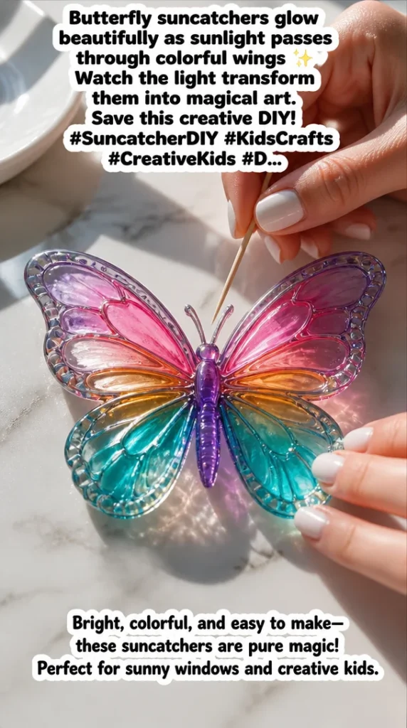 Colorful butterfly suncatchers glowing in sunlight, showcasing magical artistry.