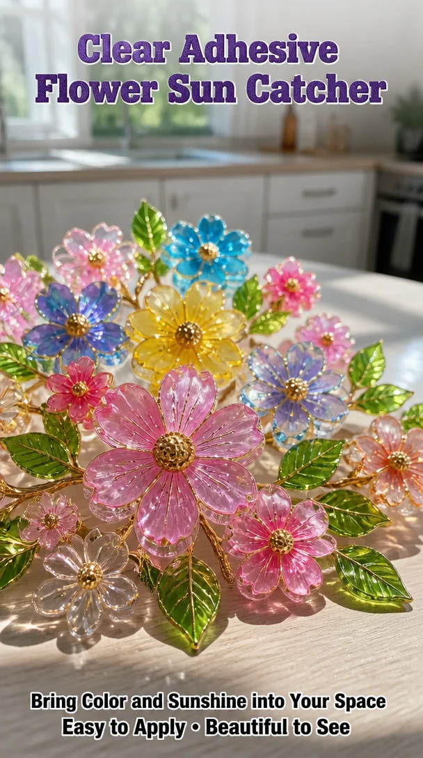 Clear Adhesive Flower Sun Catcher