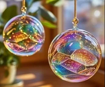 Clear adhesive sun catcher craft project showcasing vibrant colors and light reflections.