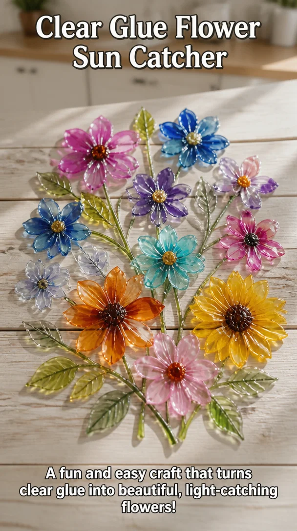 Clear Glue Flower Sun Catcher