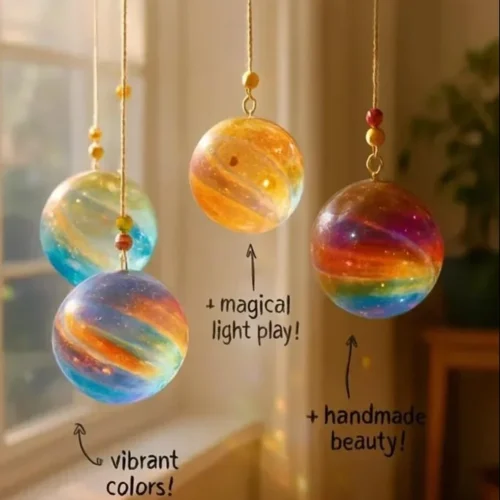 Colorful clear glue sun catcher crafted for window decoration