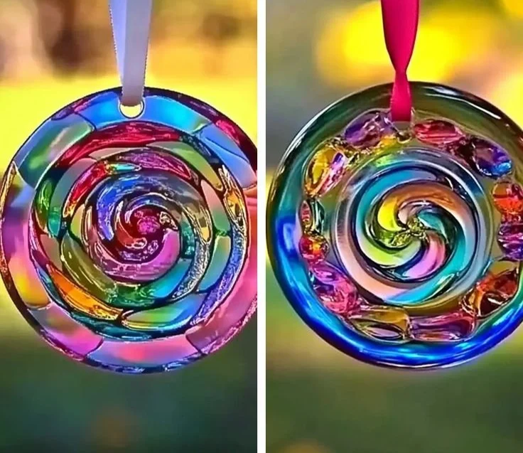 Colorful suncatchers made with clear glue for vibrant window decorations