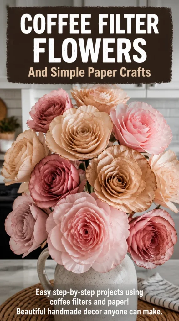 Colorful coffee filter flowers made from fun paper crafts