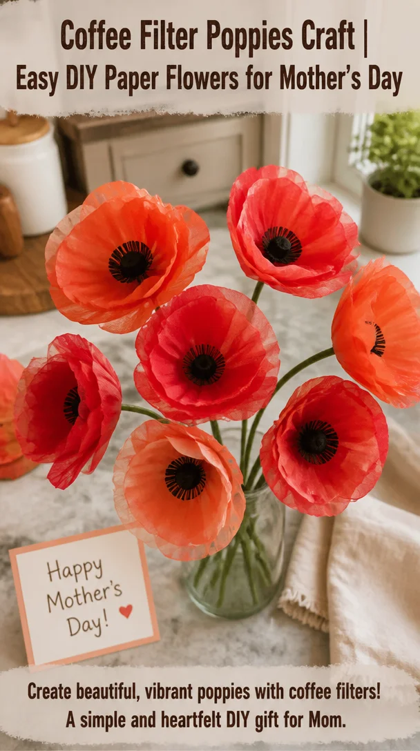 Coffee Filter Poppies Craft | Easy DIY Paper Flowers for Mother's Day