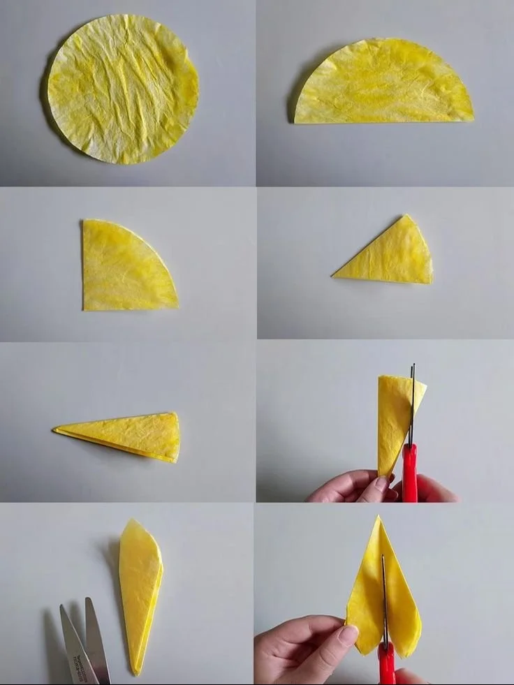 Kids making a coffee filter sunflower craft project