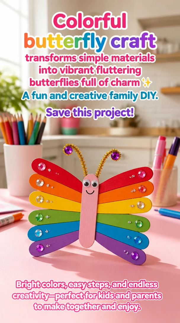 Colorful butterfly craft transforms simple materials into vibrant fluttering butterflies full of charm ✨ A fun and creative family DIY. Save this project!