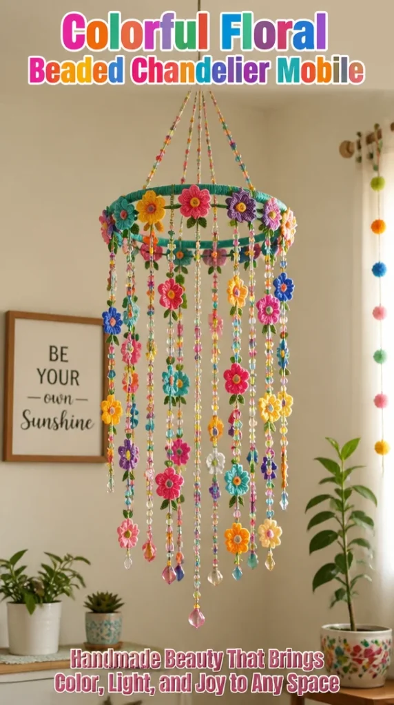 Colorful Floral Beaded Chandelier Mobile hanging decor