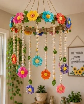 Colorful Floral Beaded Chandelier Mobile