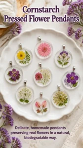 Cornstarch Pressed Flower Pendants