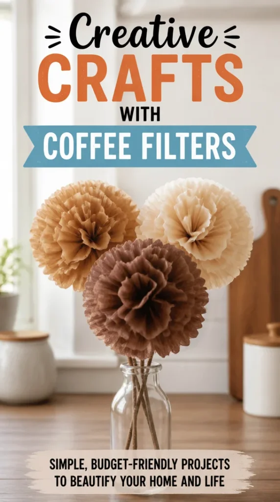 Colorful creative crafts made with coffee filters showcasing DIY artistry