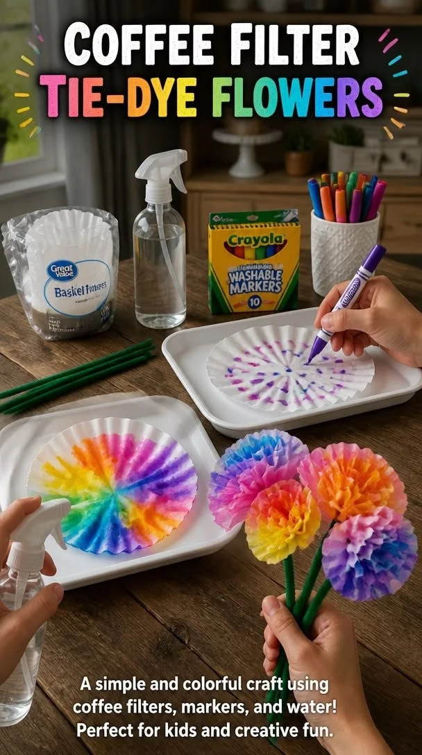 Creative Flower Activities for Preschool: Coffee Filter Tie-Dye Magic!