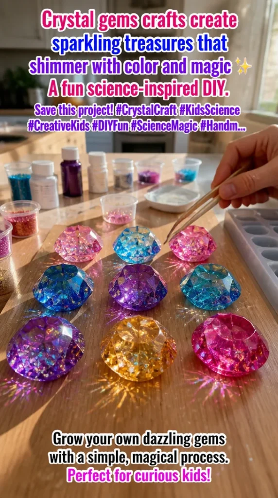 Colorful crystal gems crafts sparkling with magic for kids' DIY projects