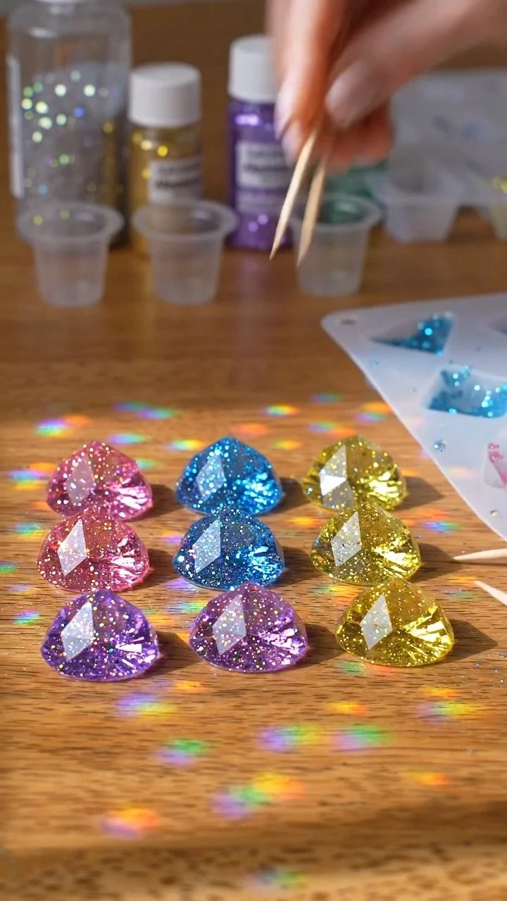 Crystal gems crafts create sparkling treasures that shimmer with color and magic ✨ A fun science-inspired DIY. Save this project! #CrystalCraft #KidsScience #CreativeKids #DIYFun #ScienceMagic #Handm...