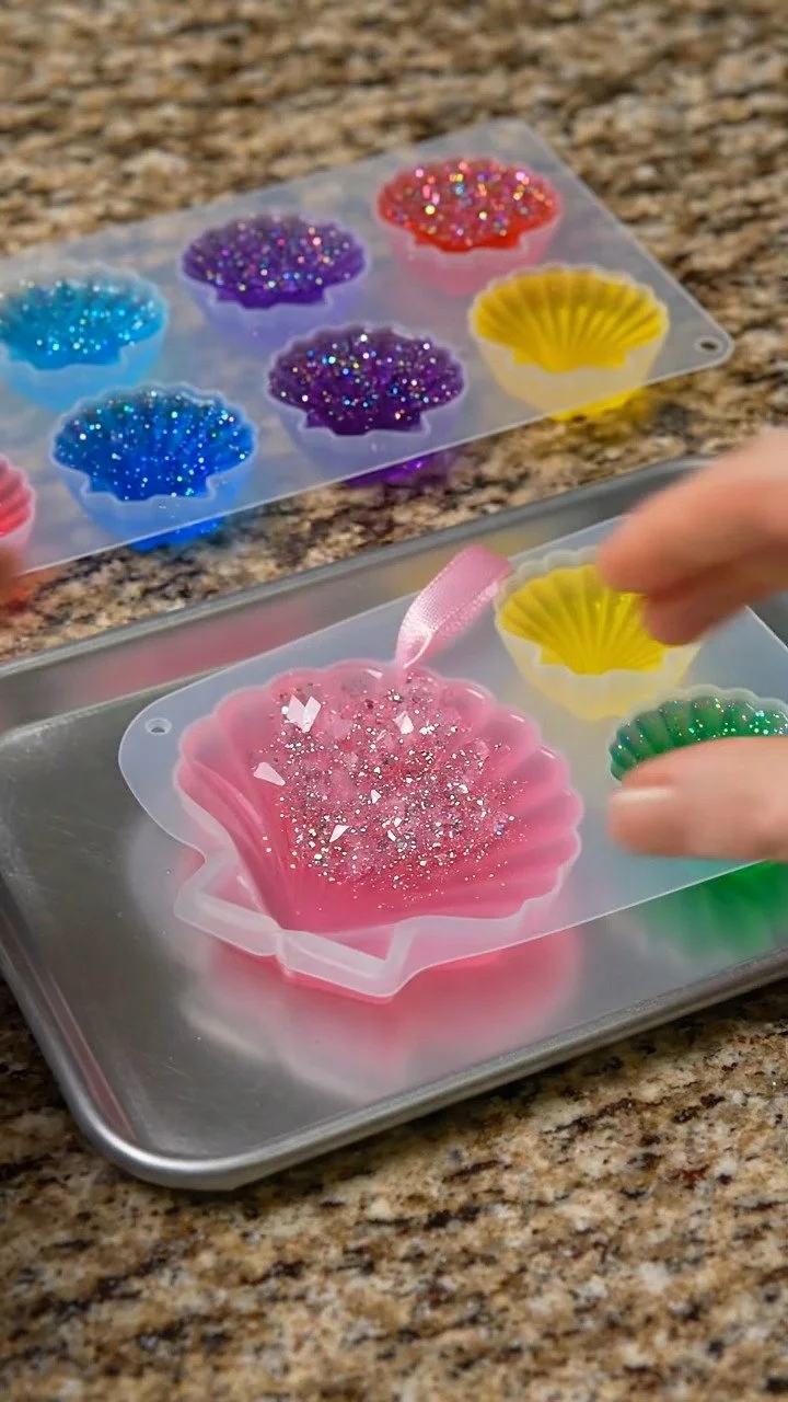 Crystal growing seashell ornaments transform simple shells into sparkling ocean-inspired decorations ✨ A mesmerizing science DIY. Save this project!