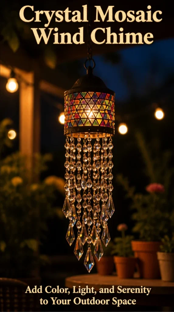 Crystal Mosaic Wind Chime enhancing outdoor ambiance