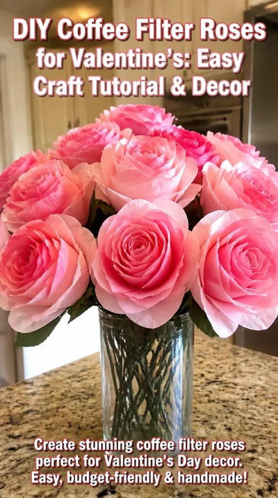 Beautiful DIY coffee filter roses for Valentine's Day decor
